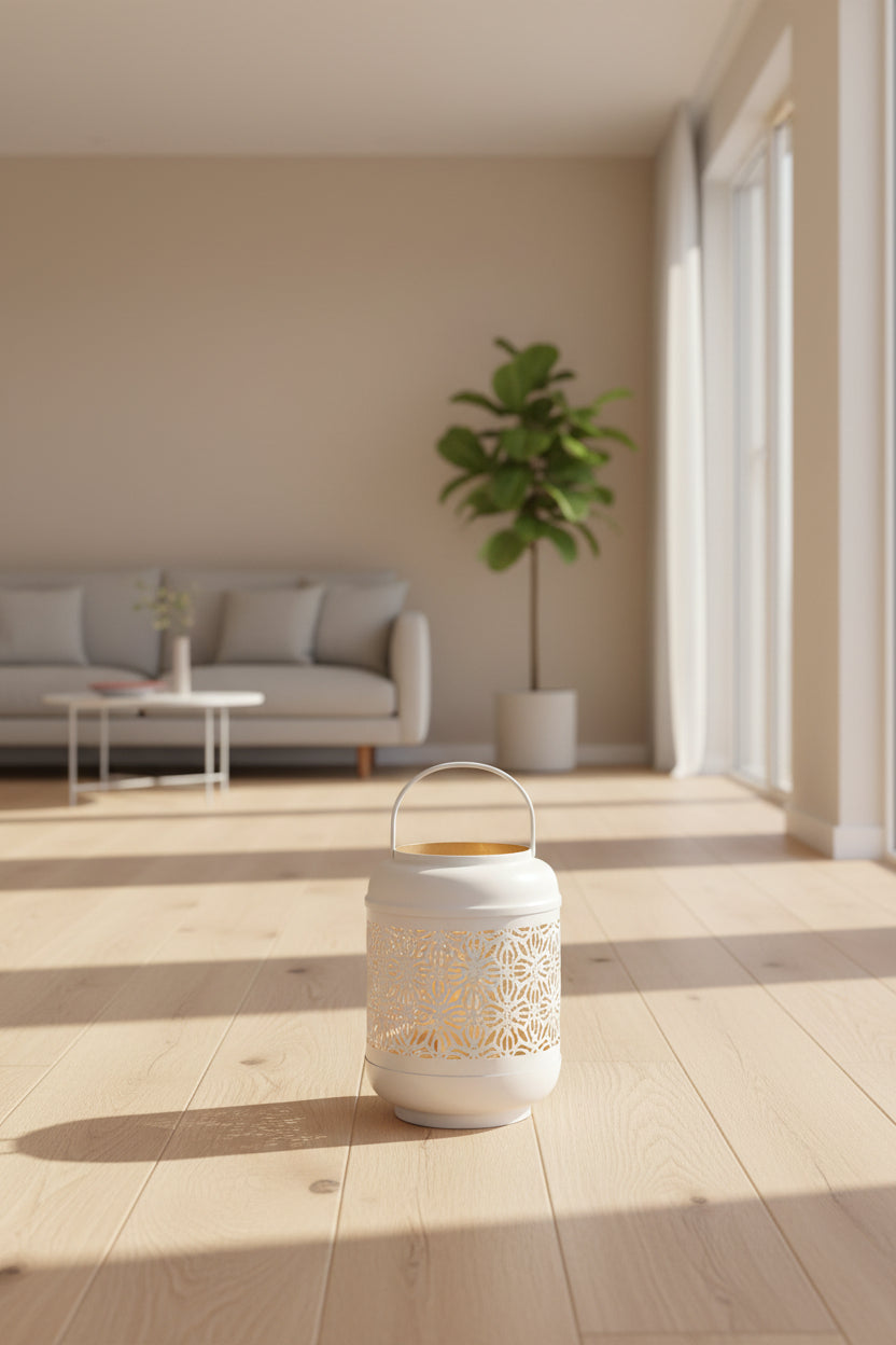 Lantern DKD Home Decor White Orange Golden Aluminium Plastic 15 x 15 x