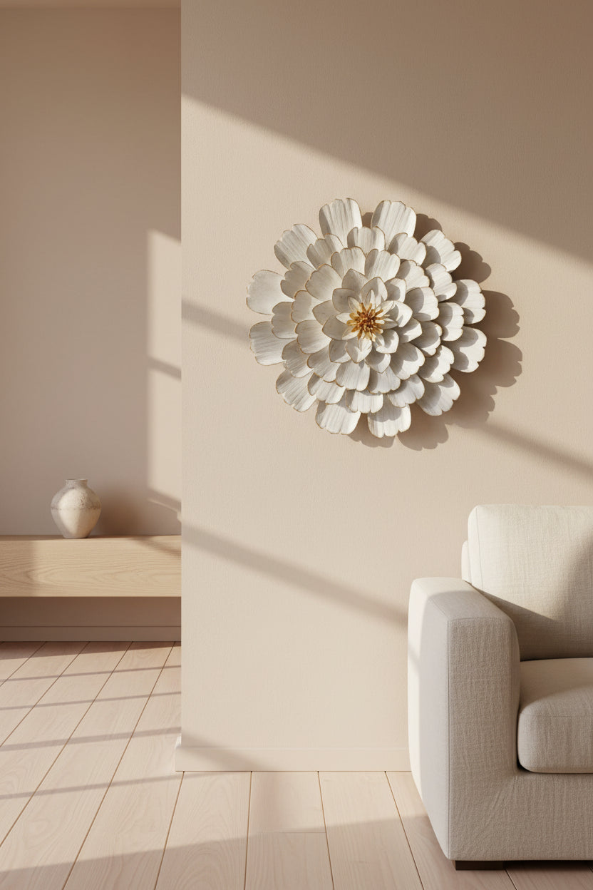Wall Decoration DKD Home Decor Golden Metal White (60 x 9 x 60 cm)