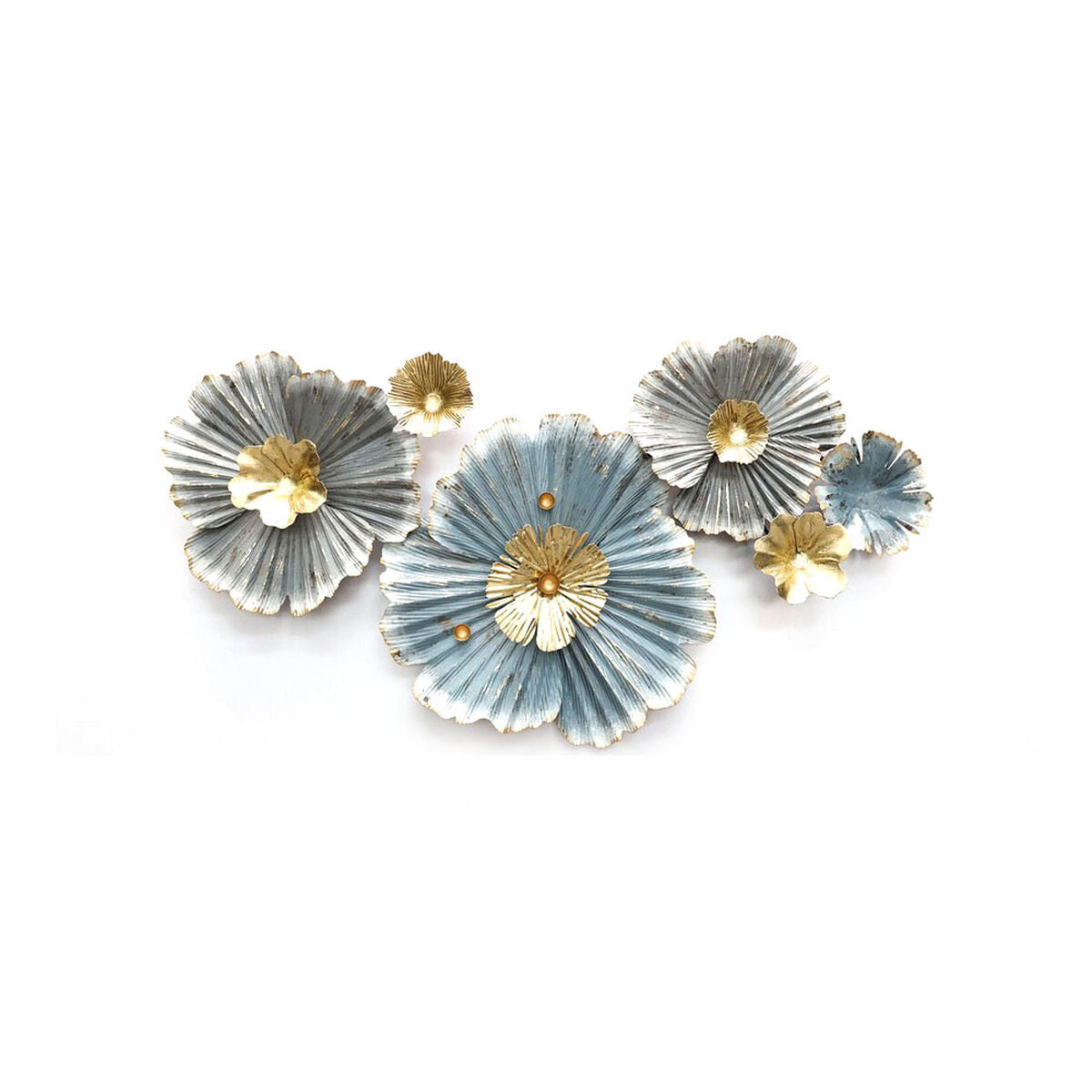 Wall Decoration DKD Home Decor Golden Metal Green Flowers (89.5 x 5.7