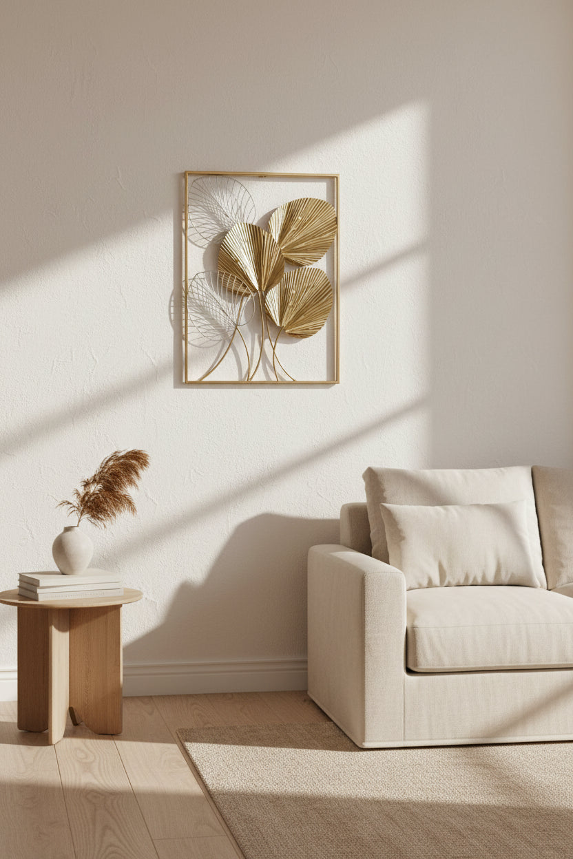 Wall Decoration DKD Home Decor 50,5 x 2 x 67,5 cm Golden Leaf of a