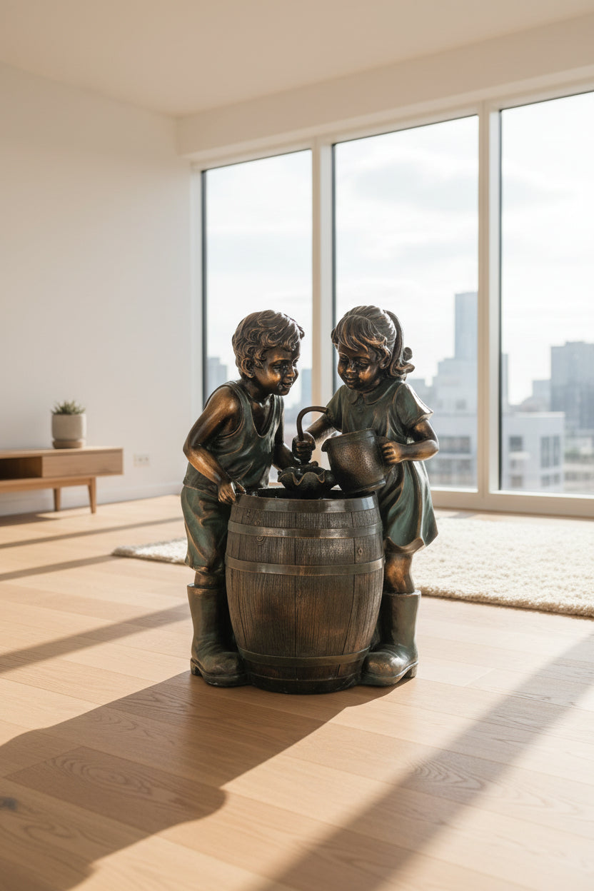 Garden fountain DKD Home Decor Bronze Resin Kids 57 x 42 x 77 cm
