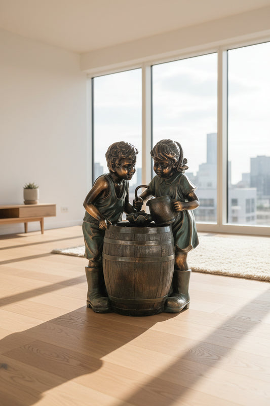 Garden fountain DKD Home Decor Bronze Resin Kids 57 x 42 x 77 cm