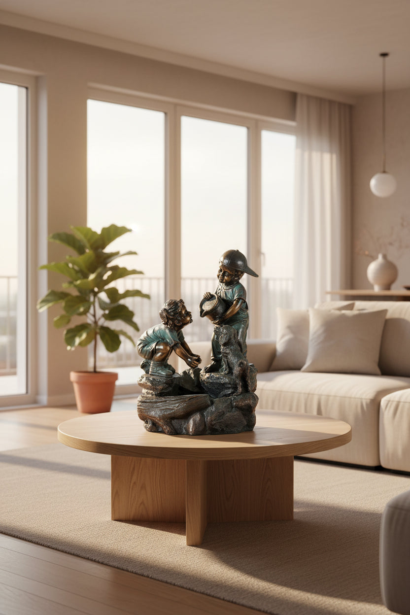 Garden fountain DKD Home Decor Bronze 46 x 40 x 75 cm Resin Kids