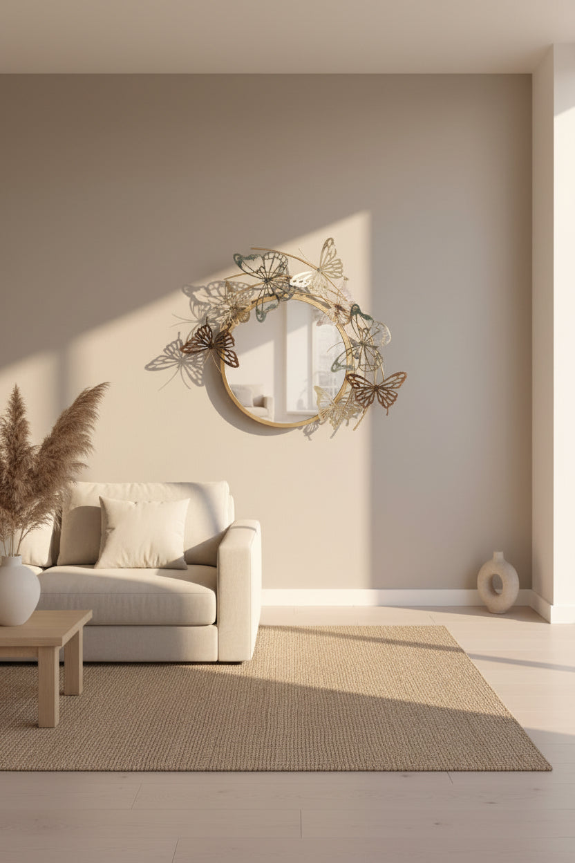 Wall mirror DKD Home Decor Mirror Golden Metal Multicolour Butterflies