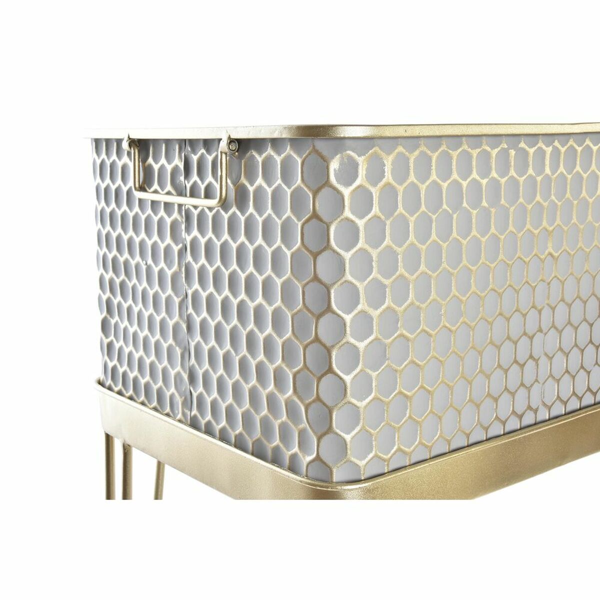 Set of planters DKD Home Decor Grey Golden Metal Arab (40,5 x 31 x 76