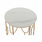 Set of 2 small tables DKD Home Decor White Golden 38 x 38 x 60 cm