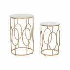 Set of 2 small tables DKD Home Decor White Golden 38 x 38 x 60 cm