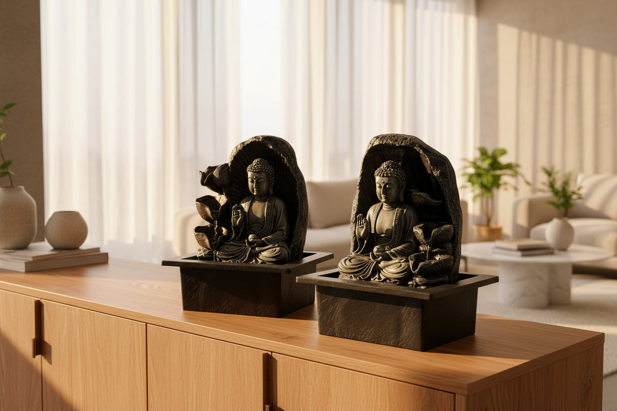 Garden fountain DKD Home Decor 21 x 17,5 x 25 cm Buddha Resin Oriental