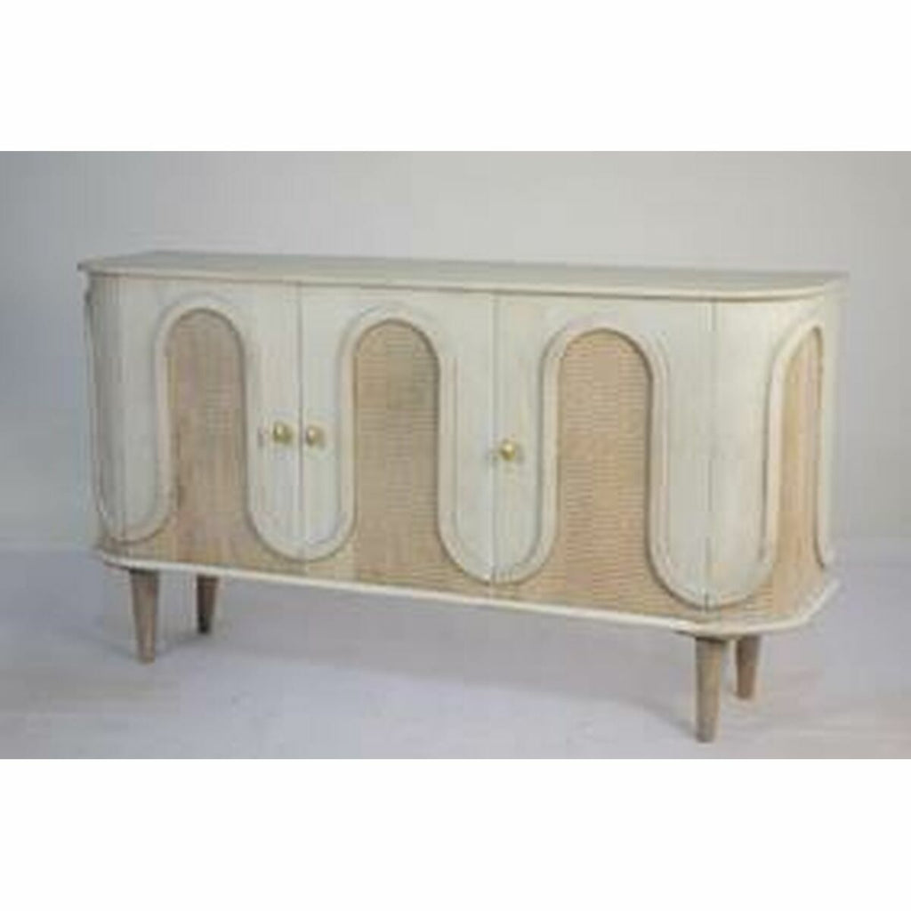 Dining Table DKD Home Decor White Golden Brass Mango wood 180 x 90 x