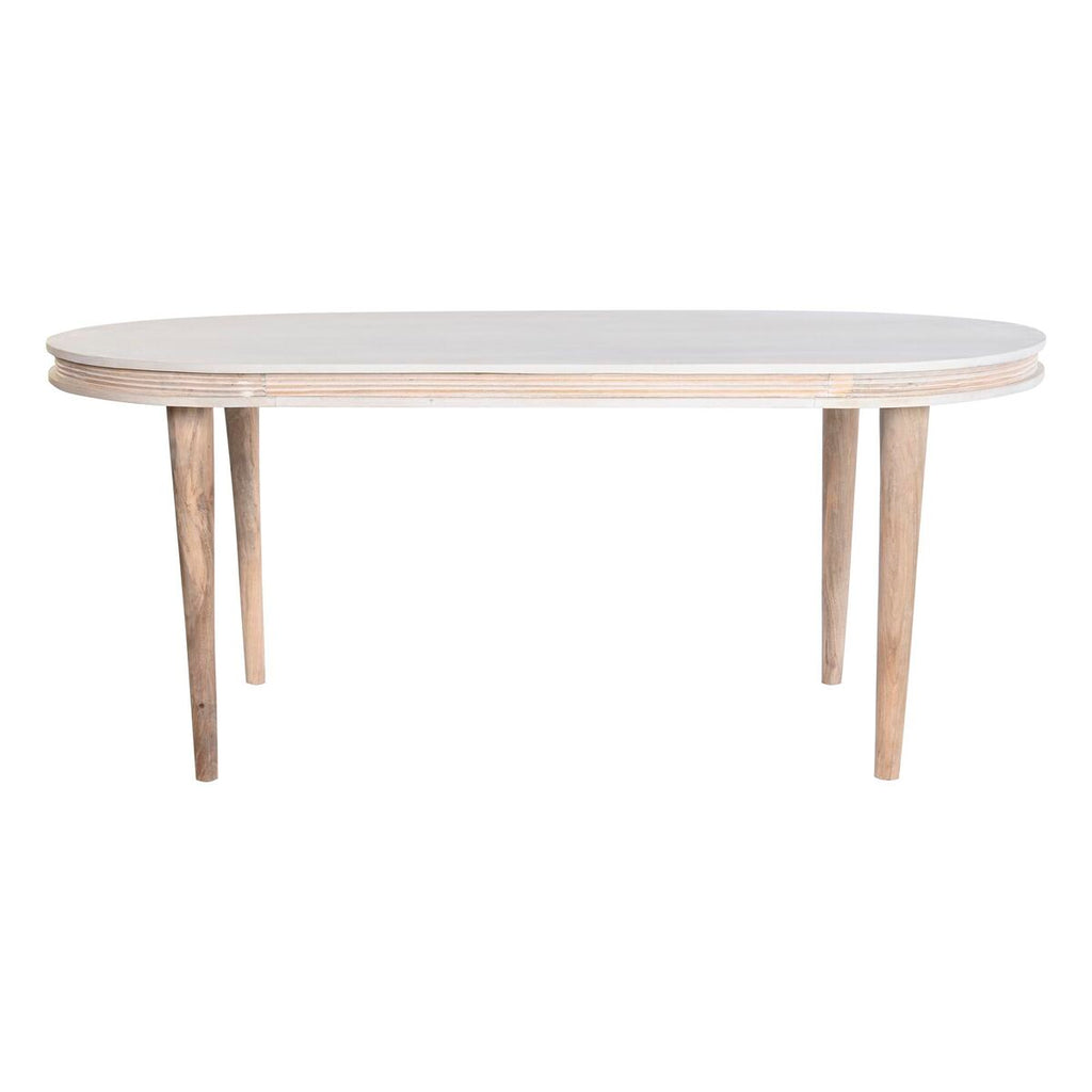 Dining Table DKD Home Decor White Golden Brass Mango wood 180 x 90 x