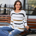 Women's Fashion Striped Printed Long Sleeves Sweater (T-Shirt)
