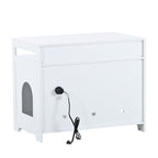 Hidden Cat Litter Box Furniture with Storage Bench , Wooden Pet House