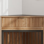 44.6" Corner Dog Crate Furniture with Fluted Drawer – MDF Wooden Dog