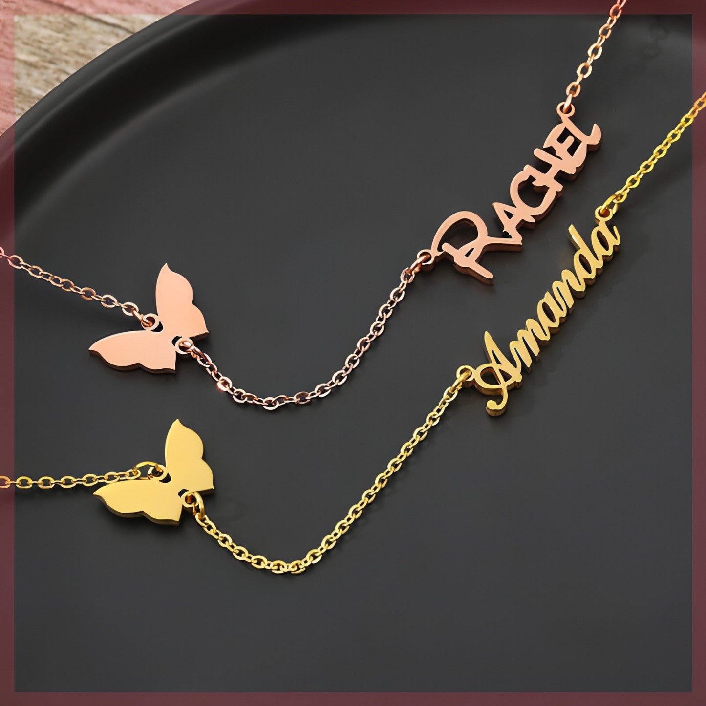 Custom Name Necklace With Heart & Butterfly – Personalized Gift