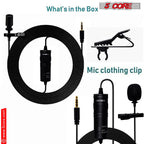 5Core Lavalier Microphone Clip On Professional Grade 3.5mm Lav Lapel
