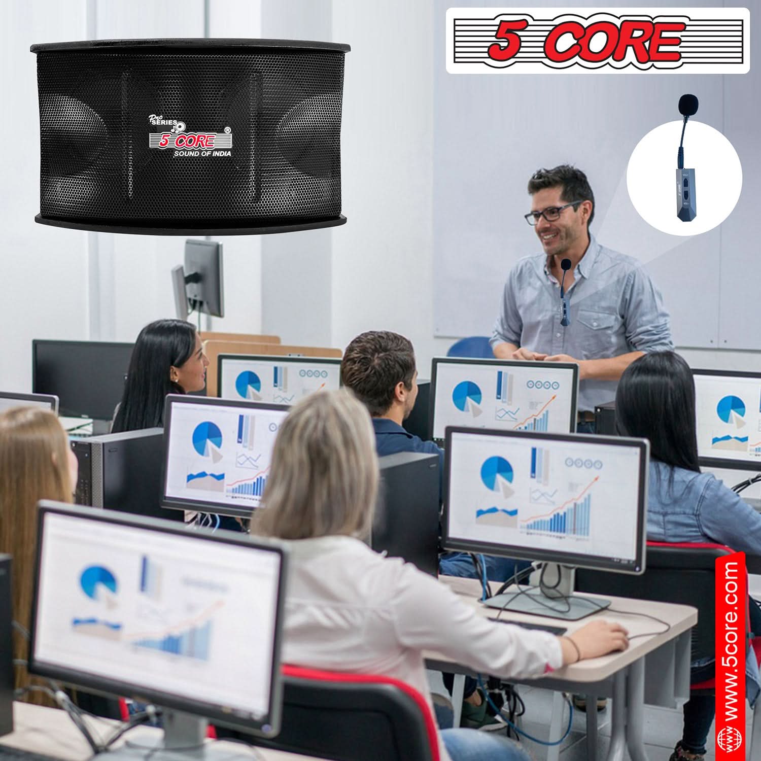 5Core Voice Amplifier 200W Portable PA Speaker System + Wireless