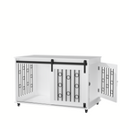Modern Wooden Dog Crate Furniture with Sliding Barn Door – MDF Indoor