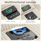 [VIDEO]141.5*64'' Corduroy Sectional Sofa with Bluetooth Speakers,