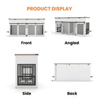 71" Double Dog Crate Furniture with Fluted Drawers – Large Wooden Dog