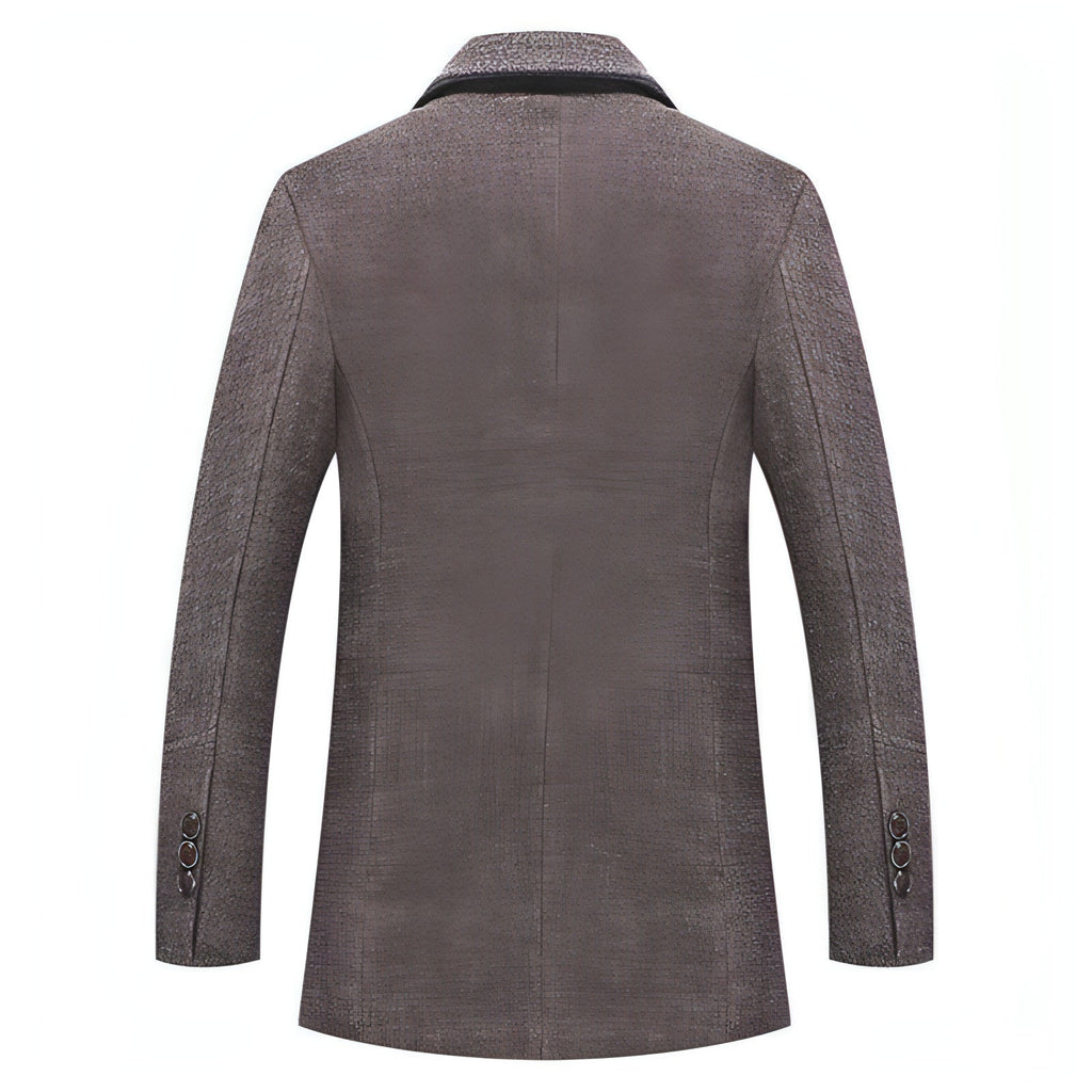 Fall Winter Men's Woolen Trench Coat Fashion Polo Collar Cotton Scarf
