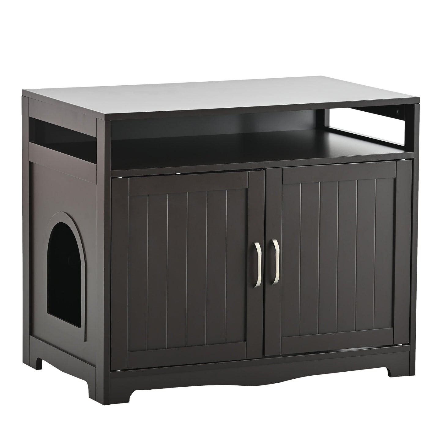 Hidden Cat Litter Box Furniture with Storage Bench , Wooden Pet House