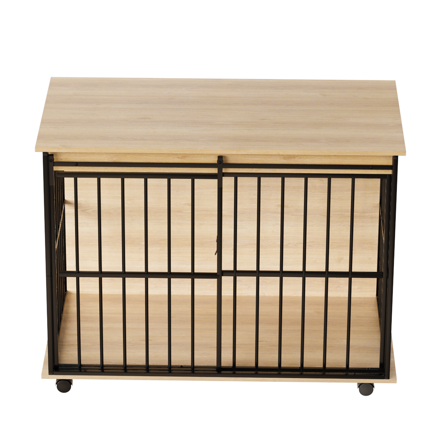 Large Wooden Dog Crate Furniture with Tray , Indoor Pet Kennel Side