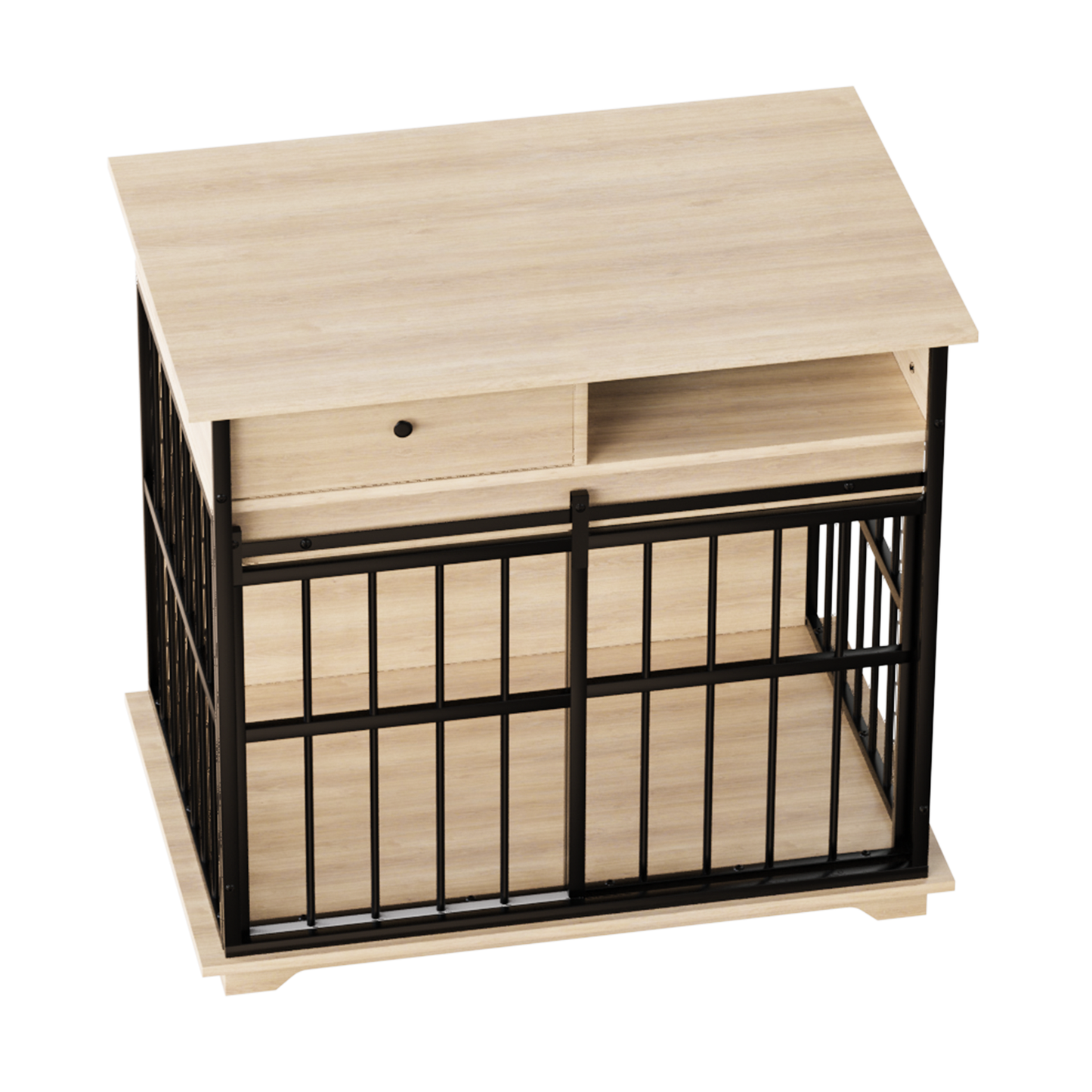 Modern Wooden Dog Crate Furniture with Tray, Large Indoor Pet Kennel