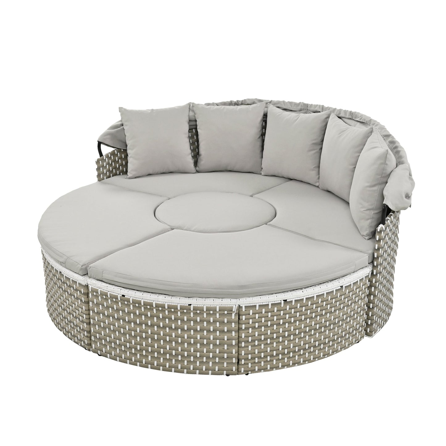 Patio Furniture Round Outdoor Sectional Sofa Set Rattan Daybed