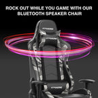 Gaming Chair With Bluetooth Speakers And Footrest Blue