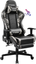 Gaming Chair With Bluetooth Speakers And Footrest Blue