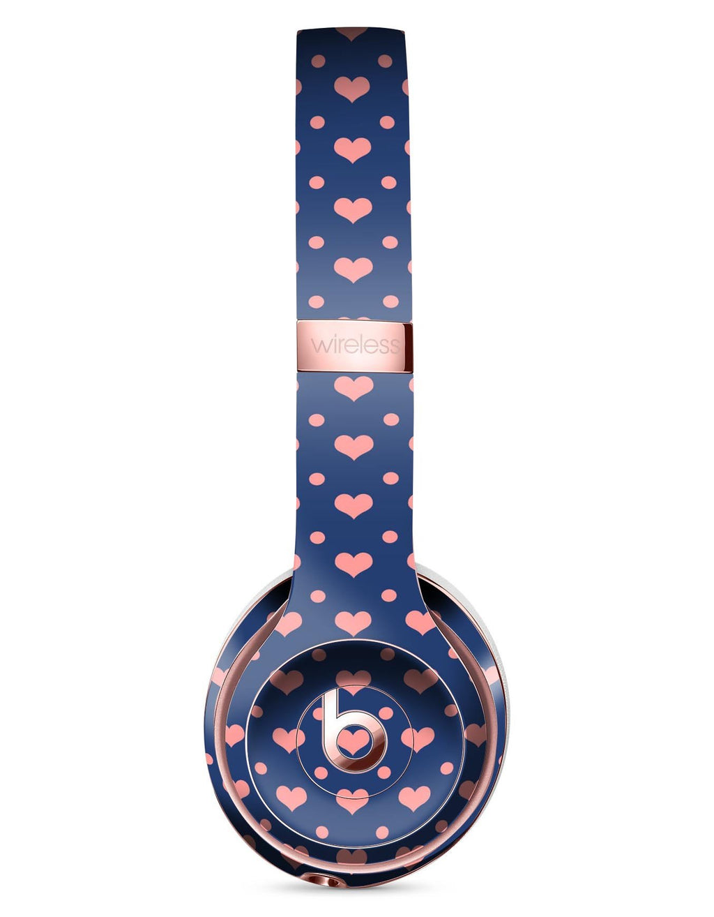 Coral Micro Hearts and Dots Over Navy Full-Body Skin Kit for the Beats