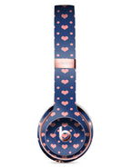 Coral Micro Hearts and Dots Over Navy Full-Body Skin Kit for the Beats