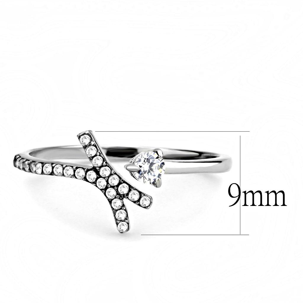 High Polished Stainless Steel Ring with AAA Grade CZ | DA145