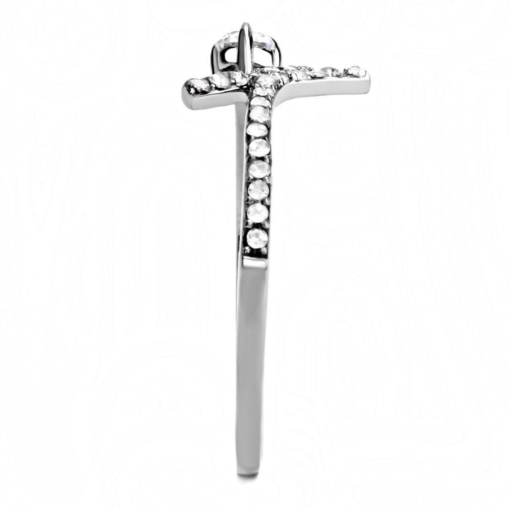 High Polished Stainless Steel Ring with AAA Grade CZ | DA145