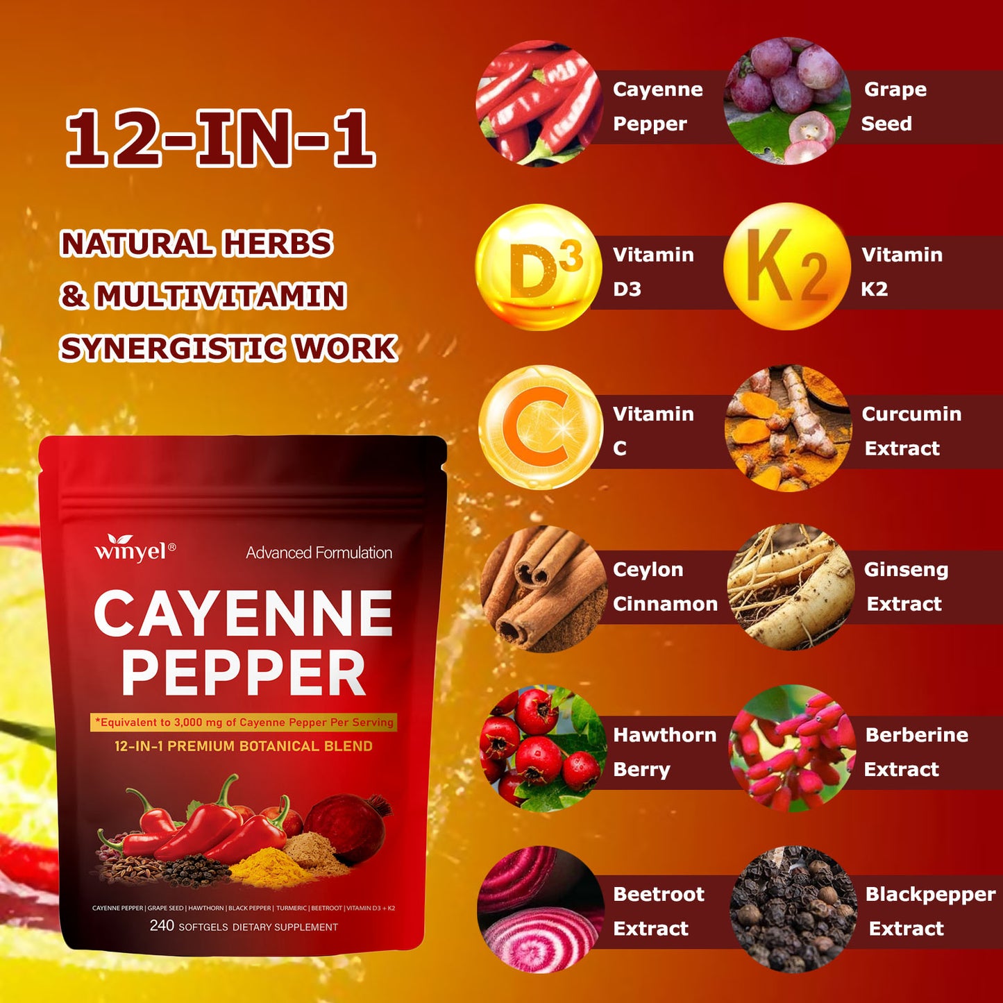 Chili pepper softgel supplement to support leg vein, heart, and