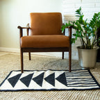 Mitla Asymmetric Black and White Wool Rug.