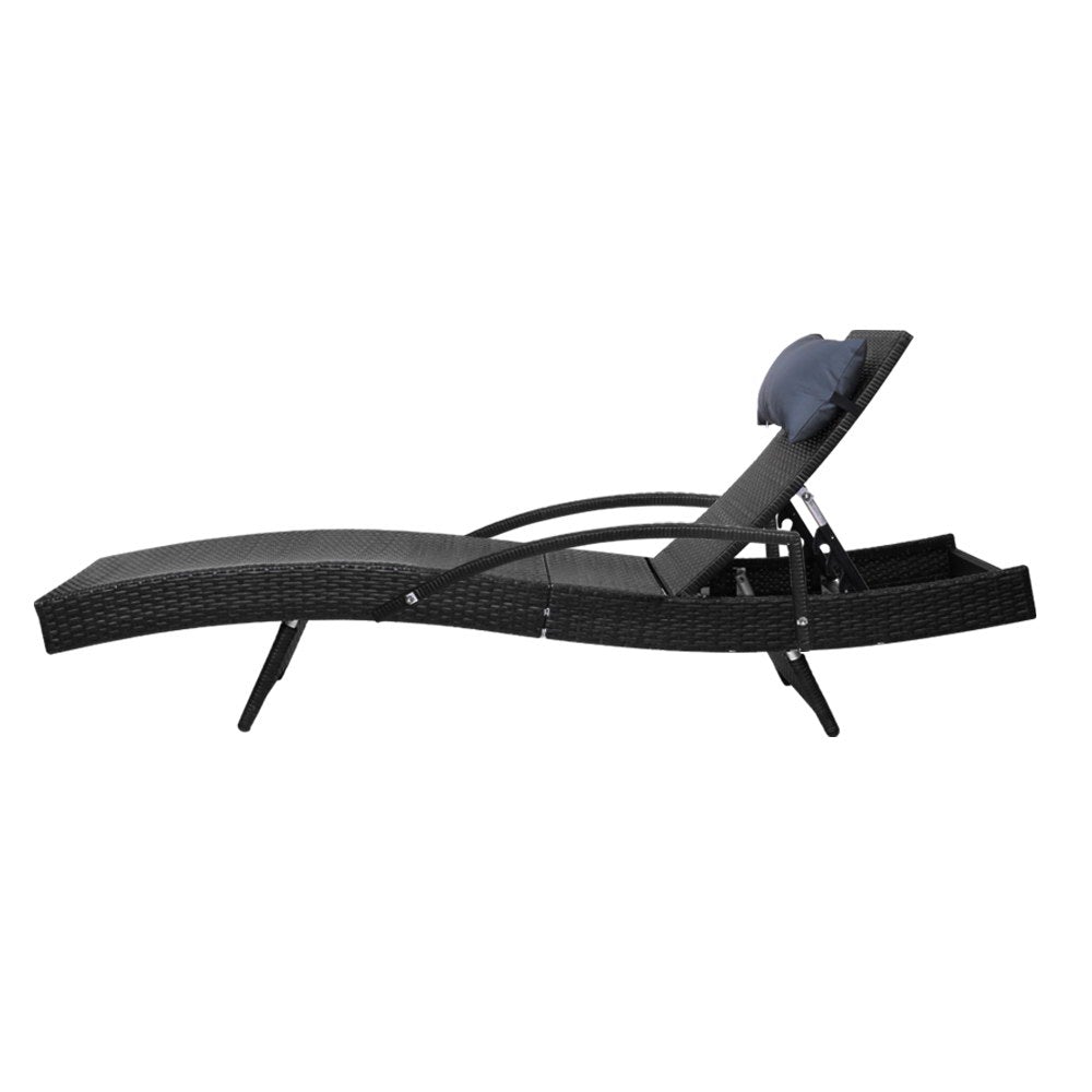 Gardeon Set of 2 Sun Lounge Outdoor Furniture Wicker Lounger Rattan