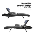 Gardeon Set of 2 Sun Lounge Outdoor Furniture Wicker Lounger Rattan