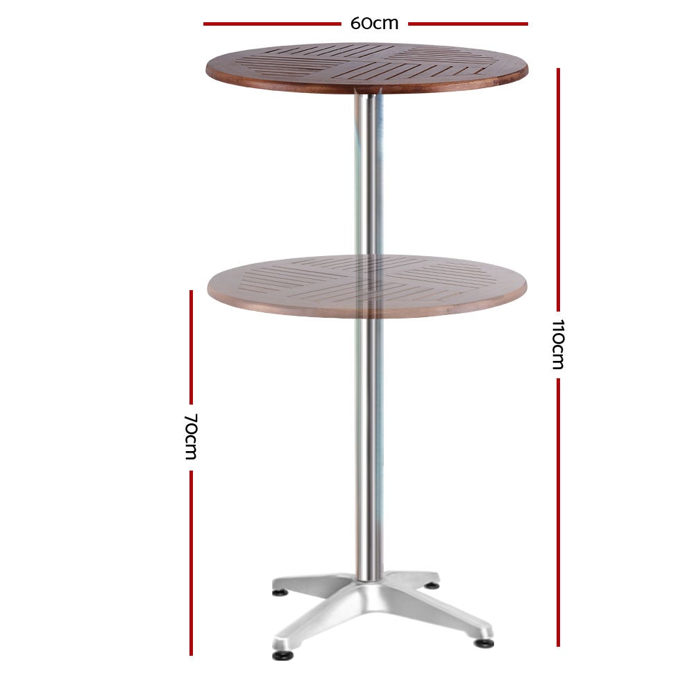 Outdoor Bar Table Furniture Wooden Cafe Table Aluminium Adjustable