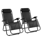 Gardeon Set of 2 Zero Gravity Chairs Reclining Outdoor Furniture Sun