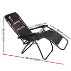 Gardeon Set of 2 Zero Gravity Chairs Reclining Outdoor Furniture Sun
