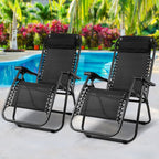 Gardeon Set of 2 Zero Gravity Chairs Reclining Outdoor Furniture Sun