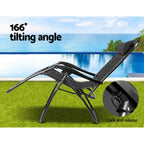 Gardeon Set of 2 Zero Gravity Chairs Reclining Outdoor Furniture Sun