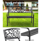 Gardeon Outdoor Garden Bench Seat Steel Outdoor Furniture 3 Seater