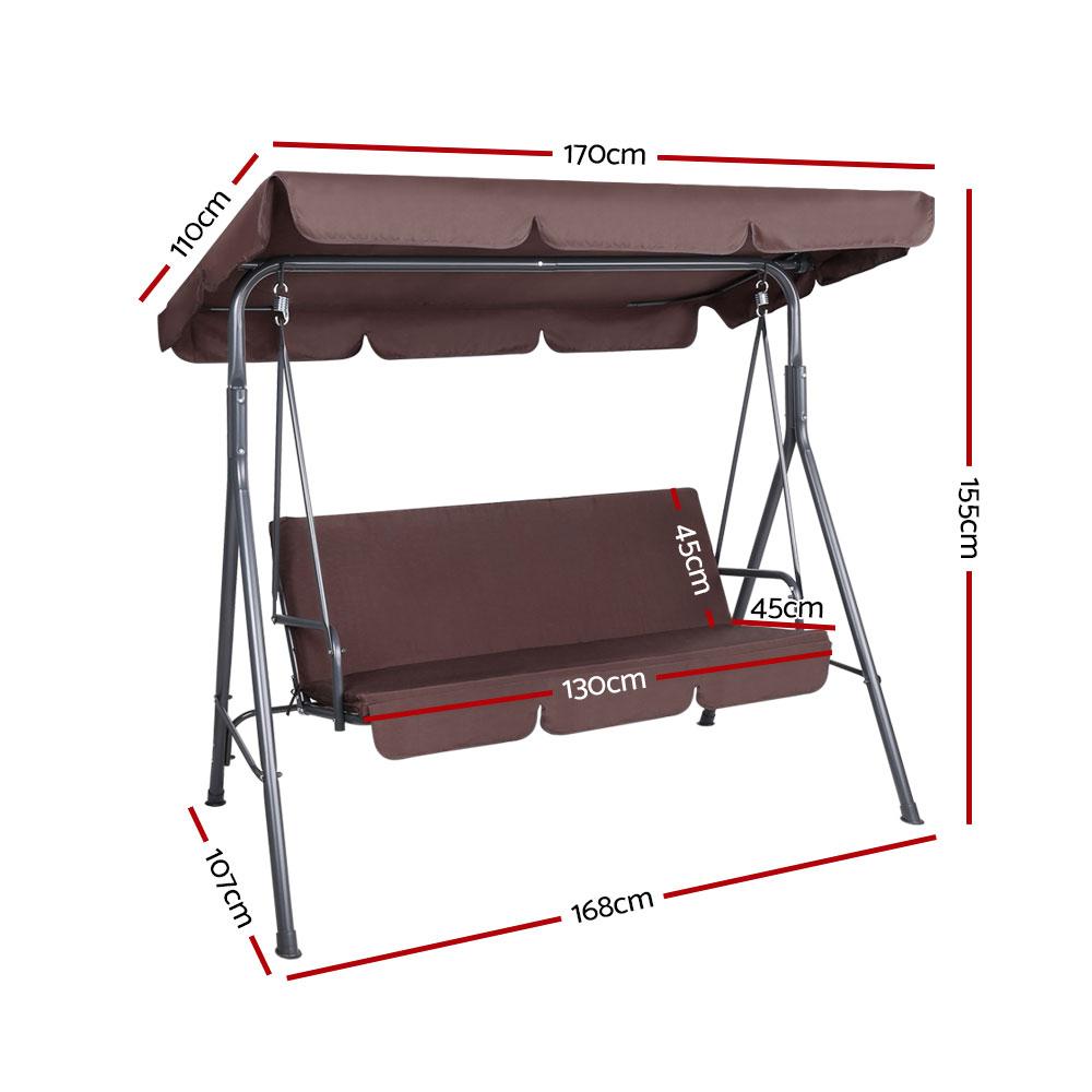 Gardeon Outdoor Swing Chair Garden Chair Bench Furniture Canopy 3