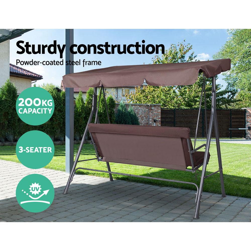 Gardeon Outdoor Swing Chair Garden Chair Bench Furniture Canopy 3