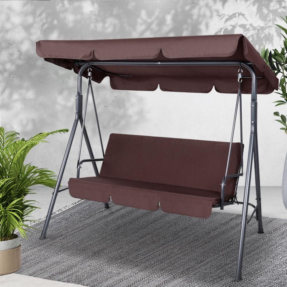 Gardeon Outdoor Swing Chair Garden Chair Bench Furniture Canopy 3