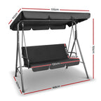Gardeon Outdoor Swing Chair Garden Chair Bench Furniture Canopy 3