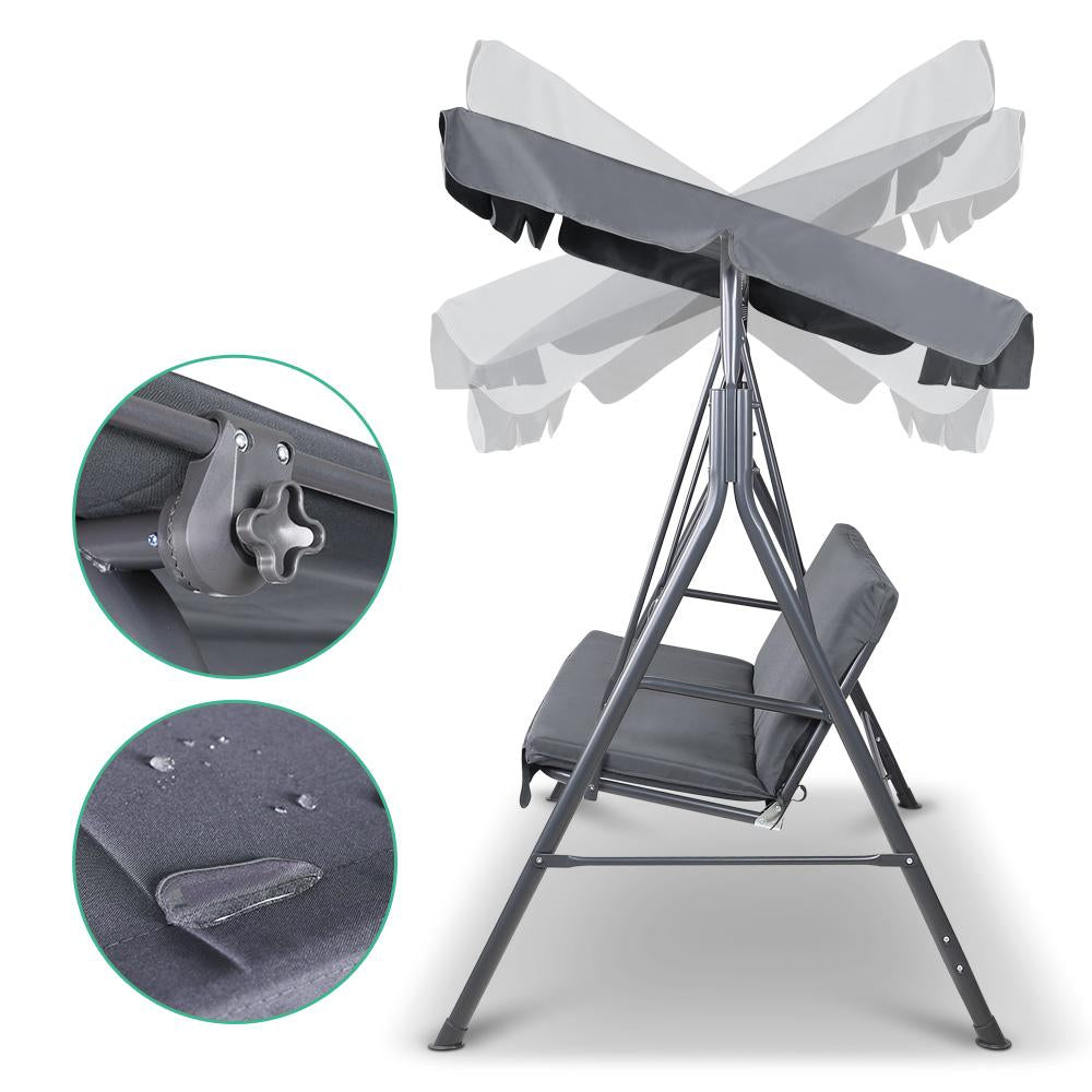 Gardeon Outdoor Swing Chair Garden Chair Bench Furniture Canopy 3