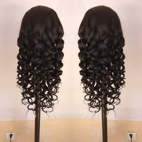 180% Density Full 4x4 Transparent Lace Front Loose Wave Human Hair Wig